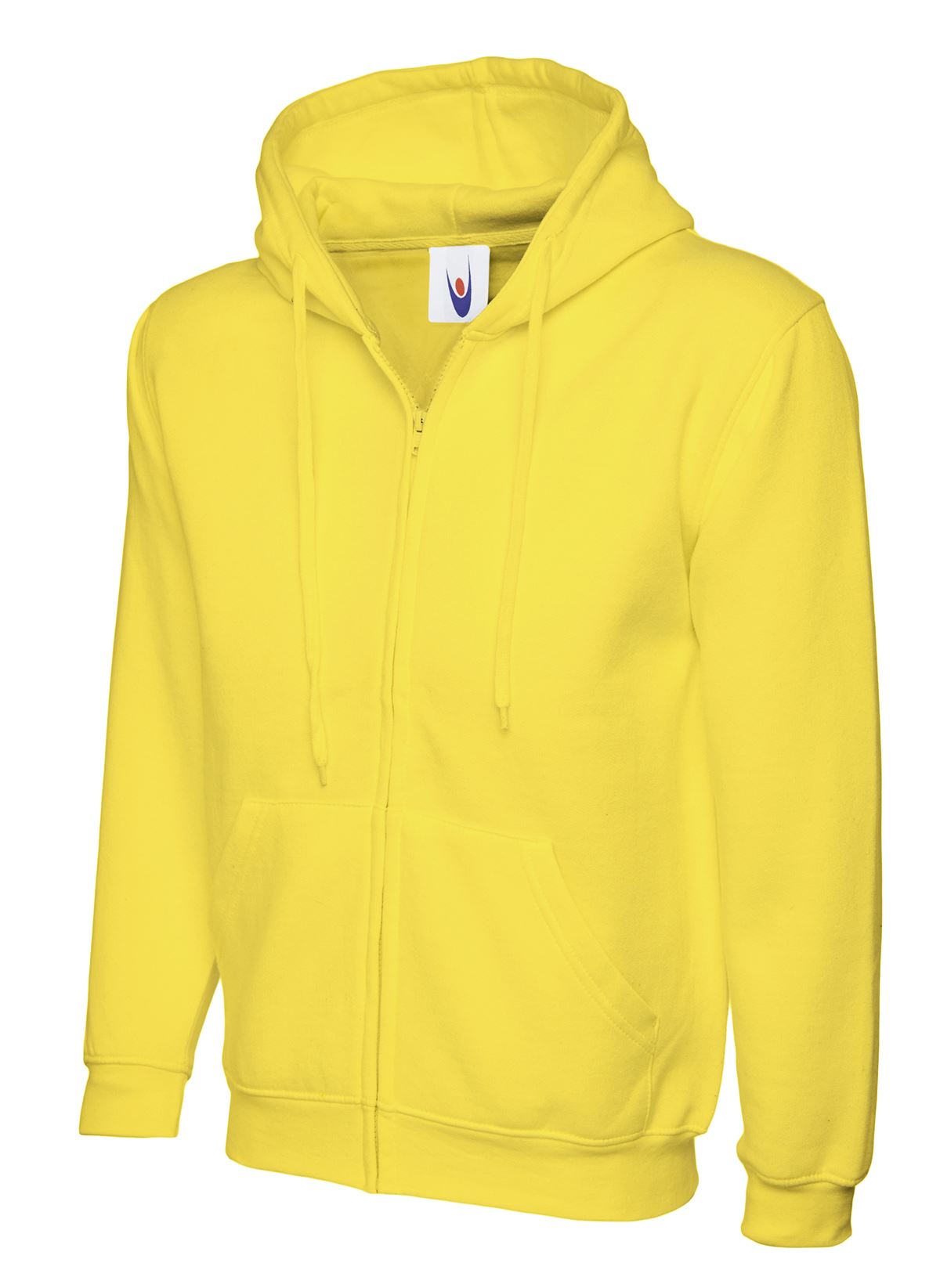 Uneek Classic Full Zip Hoodie - 50% Polyester 50% Cotton - Yellow, 3XL