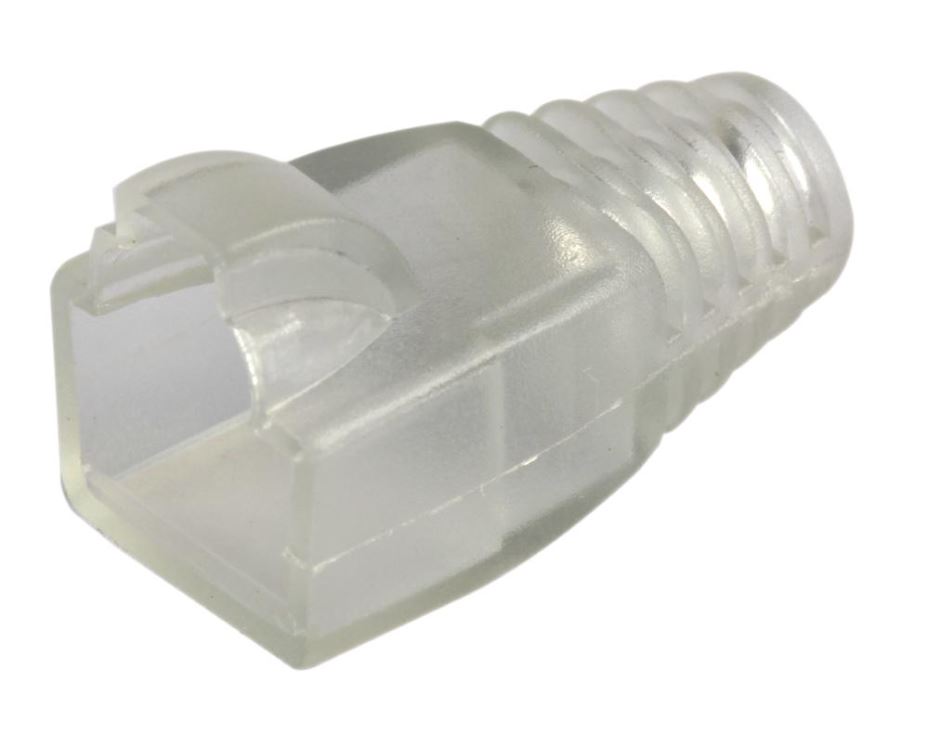 TUK RJ45 Cat6 Strain Relief Boot, Clear, PVC, 6.5mm