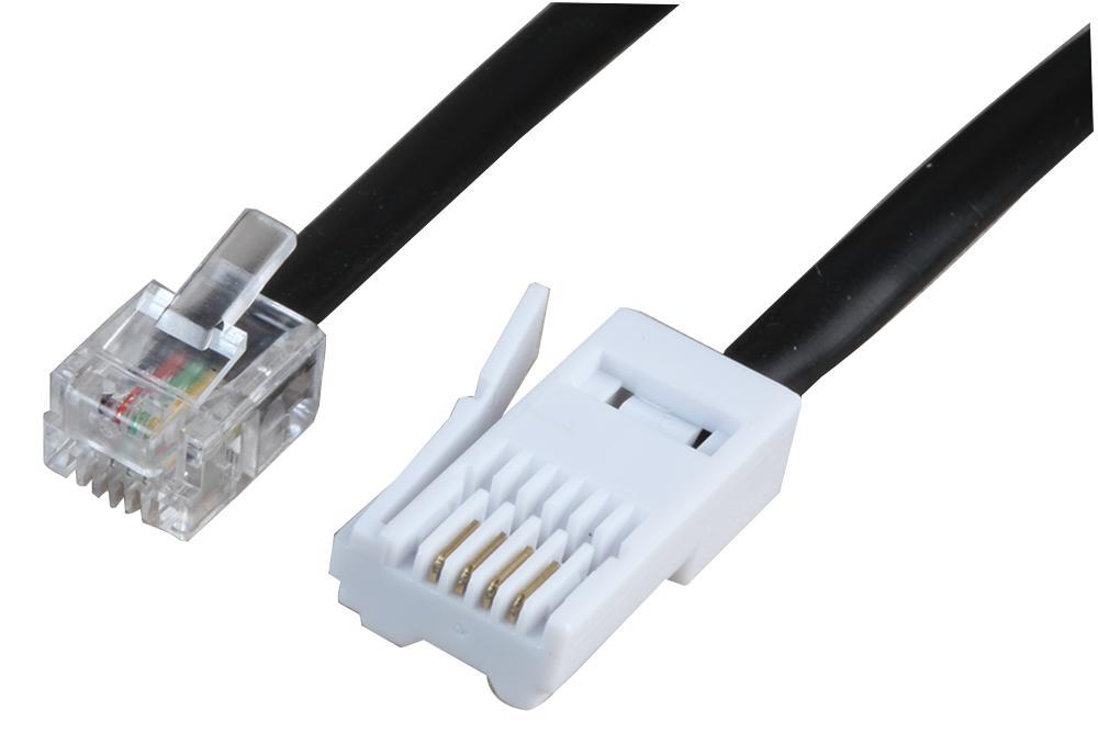 PRO SIGNAL - RJ11 轉英式插頭(431A) 延長線, 黑色, 5米