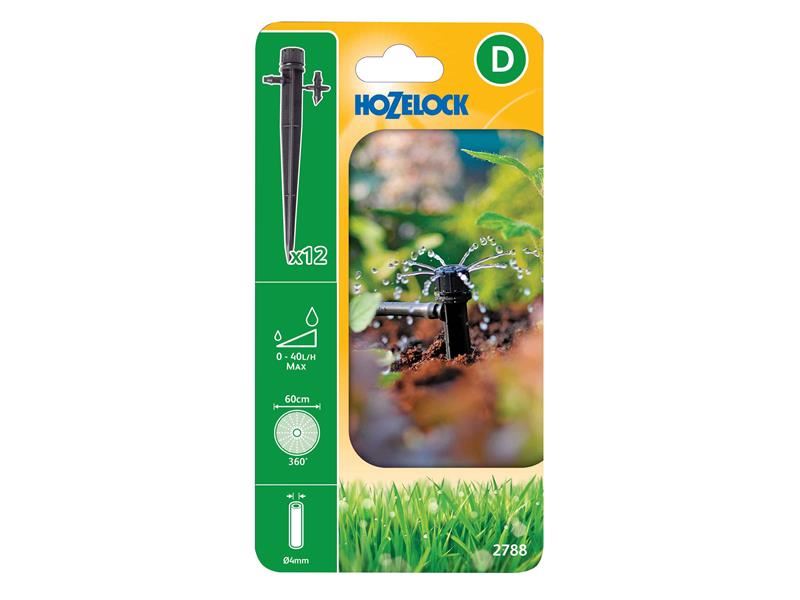 Hozelock - 2788 End-of-Line verstellbarer Mini-Sprinkler mit Haltestab 4mm (12x