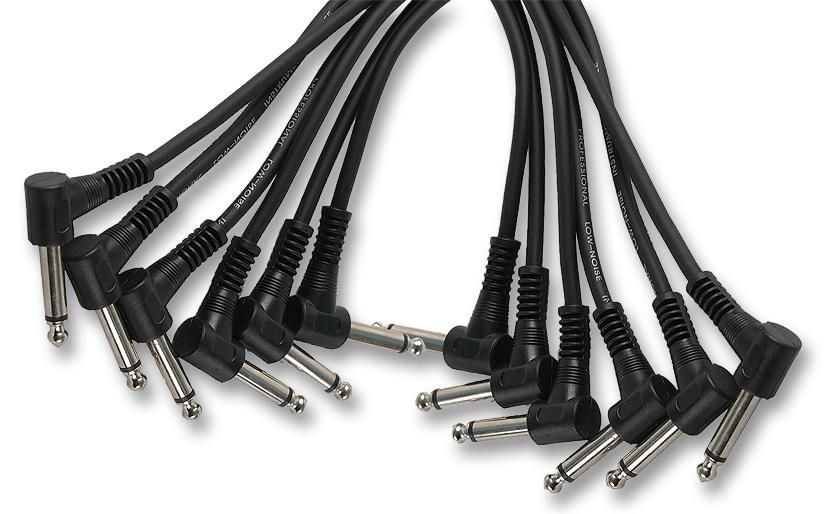 CHORD Twin 6.35mm Mono Jack to Right Angled Plug Lead, 1m - 6 Pack