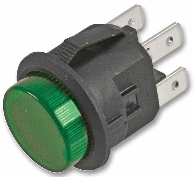 PRO POWER Bouton-poussoir rond momentané lumineux vert