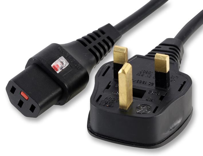 IEC LOCK UK Plug to Locking IEC C13 Mains Lead, 2m