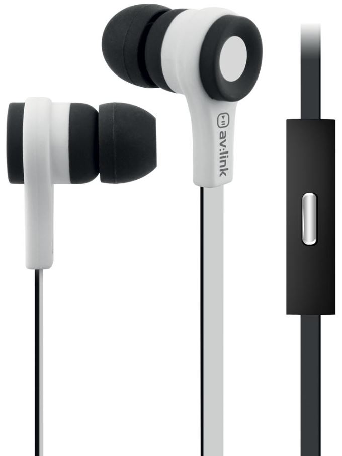 AV:LINK - Cluasáin Stiúire Rubair le Handsfree, Dubh/Bán