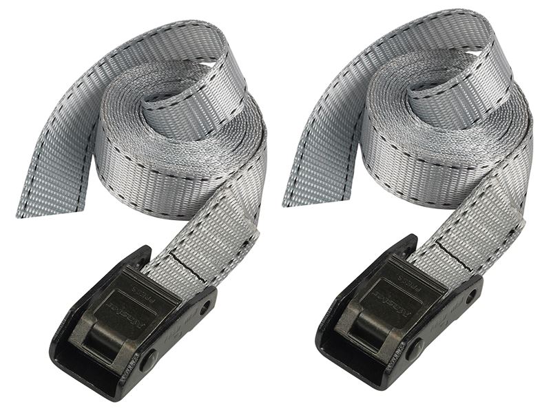 Master Lock Lashing Strap with Metal Buckle, Grey, 2.5m (Pack of 2)
