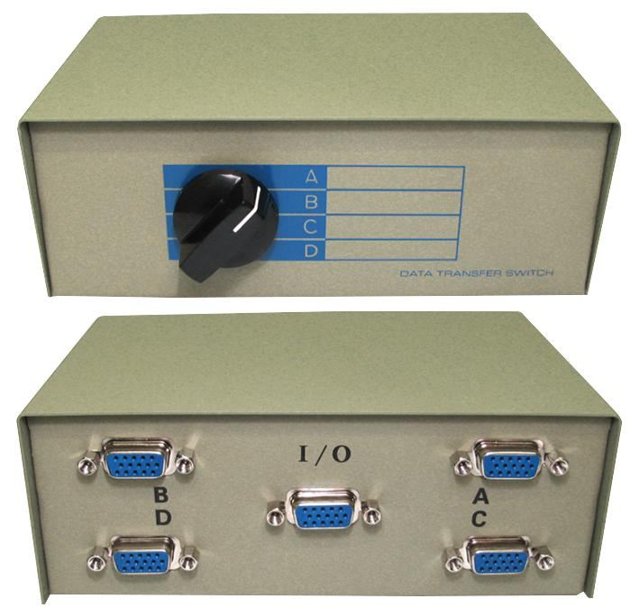 PRO SIGNAL 4-Port SVGA Handmatige Schakelbox met HD DB15 Connectors
