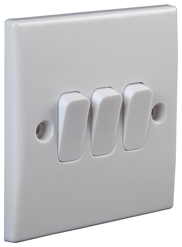 PRO ELEC 3개 식 2로 벽 스위치, 화이트, 10A 250V