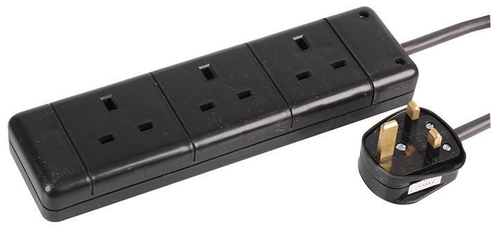 PRO ELEC - 3-fach Steckdosenleiste, schwarz, 3m Kabel