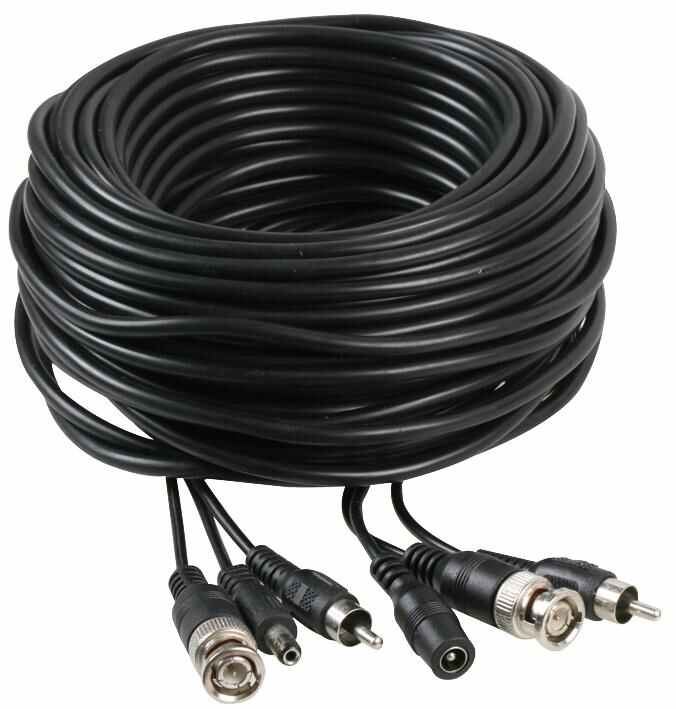 DEFENDER SECURITY 30m DC+BNC+RCA CCTV 케이블 - 남자 to 남자, 블랙