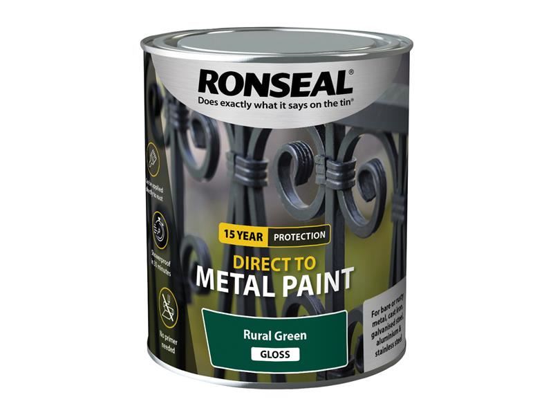 Ronseal - Αποκλειστικά για Μέταλλο Χρώμα, Ρουστίκ Πράσινο Γυαλιστερό, 750ml