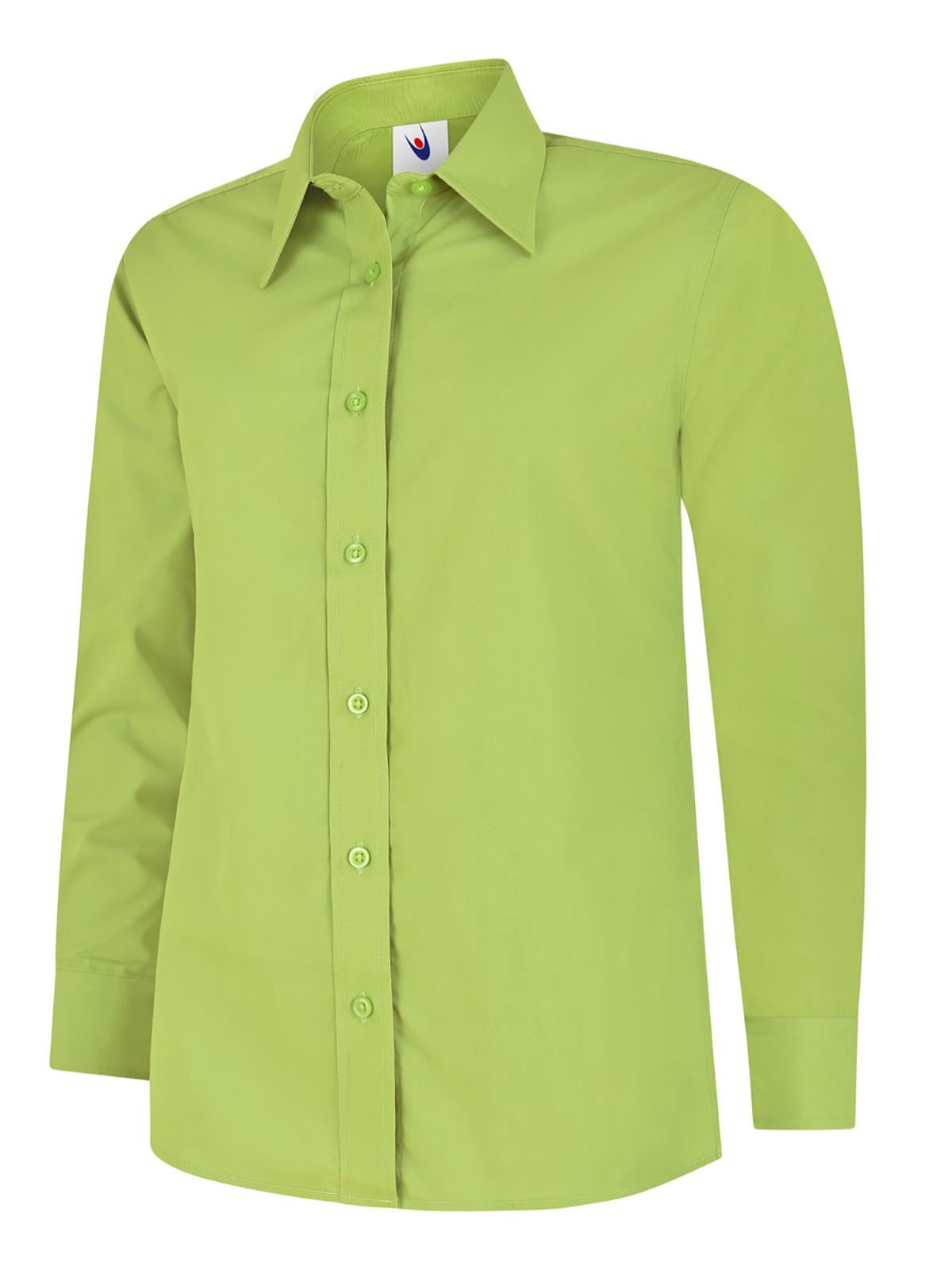 Uneek Women's Poplin Full Sleeve Shirt, Lime, XS, 65% Polyester 35% Cotton