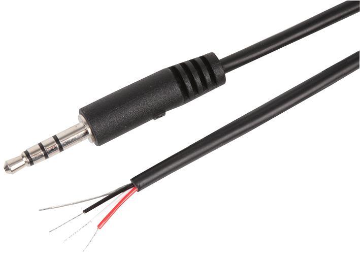 CLIFF Conector Jack 3.5mm 4 Polos a Cables Pelados, Cable de 2m