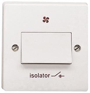Crabtree 1-gang 6A 3-polige ventilatorisolatieschakelaar, wit