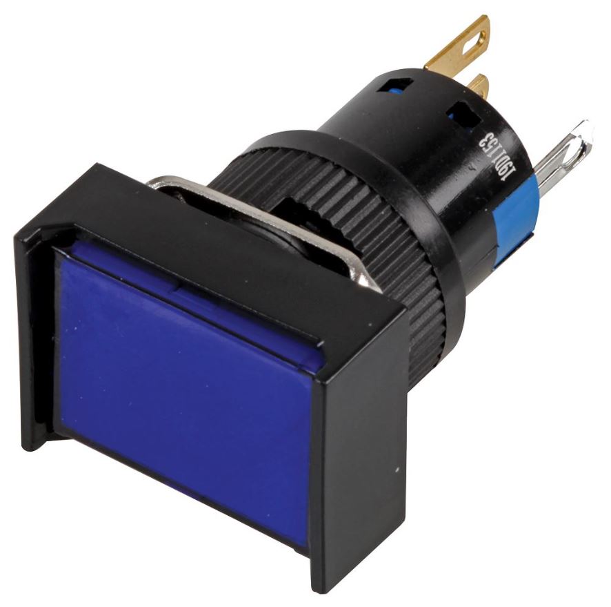RJS ELECTRONICS SPDT Spínací tlačítko s podsvícením, 16mm, modré