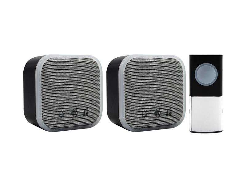 Uni-Com Wireless Door Chime Set - Plug-In & Portable, Black