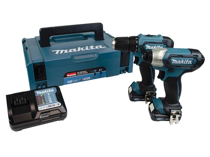 Makita CLX224AJ Tacar Cúilín & Tiomántán Tubaiste 12V, 2 x 2.0Ah