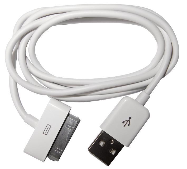 DYNAMODE 30-Pins naar USB Oplaad- en Synchronisatiekabel, Wit, 1m