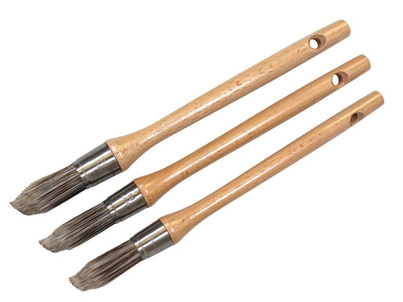 Faithfull Set Pennelli a Punta, 3 Pezzi con Manici in Legno