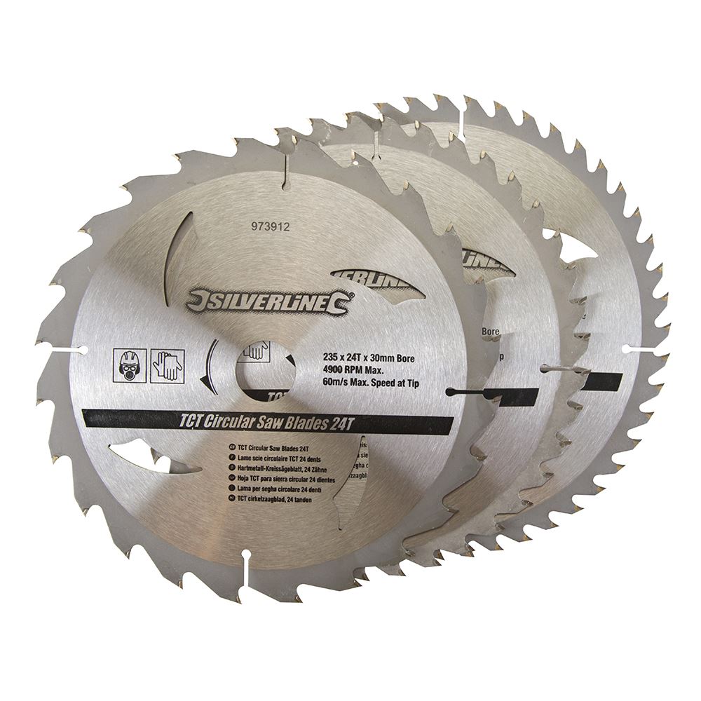 Juego de sierras circulares Silverline TCT 24/40/48 dientes, 235mm