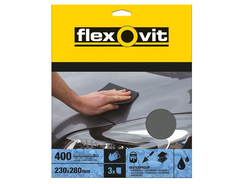 Flexovit Voděodolné brusné papíry 230x280mm Jemné 400G (Balení 3 ks)