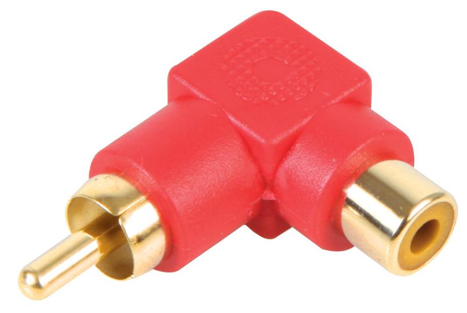Adaptateur phono plaqué or à 90° PRO SIGNAL PSG08565, rouge