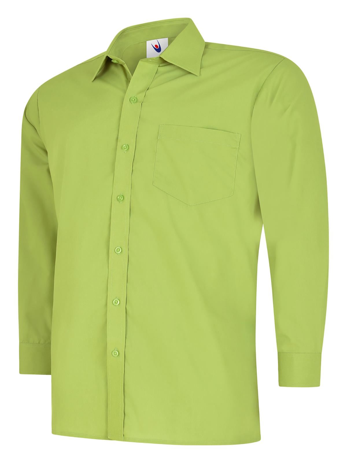 Uneek Men's Poplin Long Sleeve Shirt, Lime, Size 18