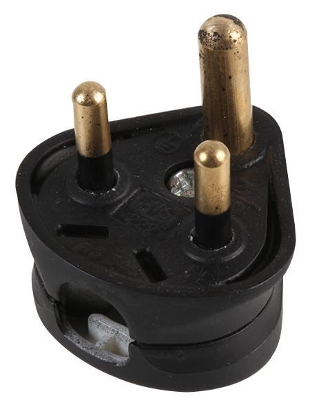 PRO ELEC Enchufe Industrial de 3 Patas Redondo, Negro, 2A, 250V