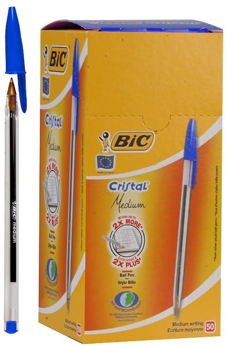 Penna a Sfera BIC Cristal Punto Medio, Confezione da 50, Blu