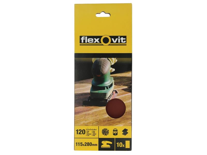 Flexovit 1/2 Sanding Sheets, 50 Grit, Orbital Plain Coarse (Pack of 10)