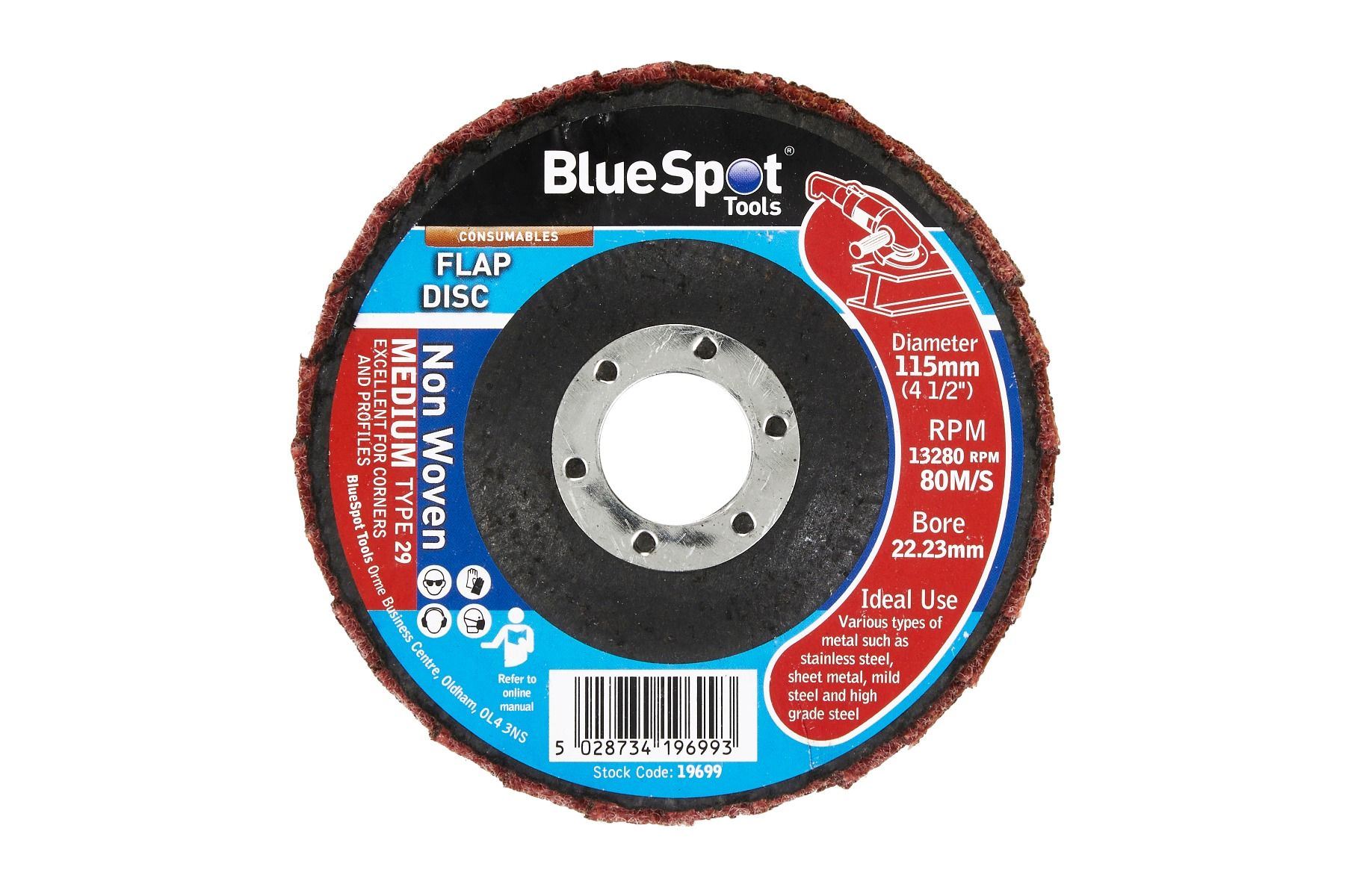 Blue Spot 115mm Medium Μη Υφαντή Δίσκος Με Ξέσματα