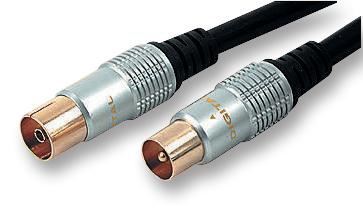 Pro Signal HQ Coaxial Fly Lead, Male to Female, 3m, Black