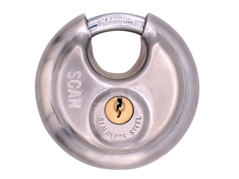 Scan Stainless Steel Disk Padlock, 80mm, 3 Keys