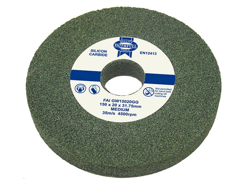Faithfull Green Grit Grinding Wheel, 150 x 16mm, for Bench Grinders