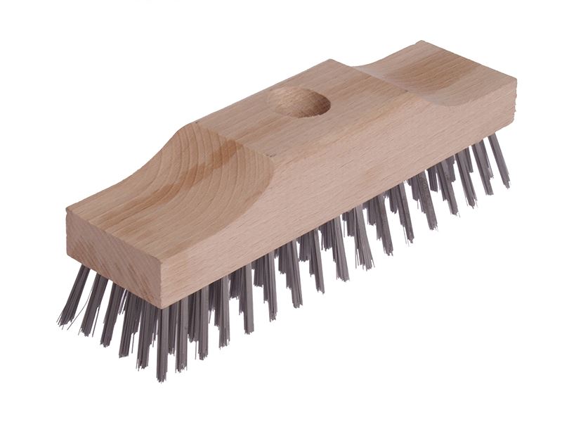 Lessmann スチールワイヤーブラシ付き高床式木製ほうきヘッド 220×60mm