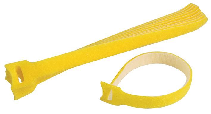 PRO POWER Reusable Hook & Loop Cable Ties, Yellow, 135mm x 12mm, 10 Pack