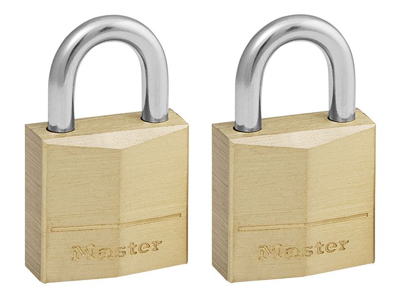 Master Lock - Lucchetto Ottone Pieno 20mm, Stessa Chiave, Confezione da 2