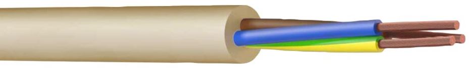 PRO ELEC 2183Y 3 Core Mains Cable, 0.50mm², 5m, Gold