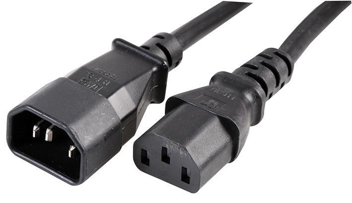 PRO POWER 10A IEC C14 to C13 연장 케이블, 블랙, 1m