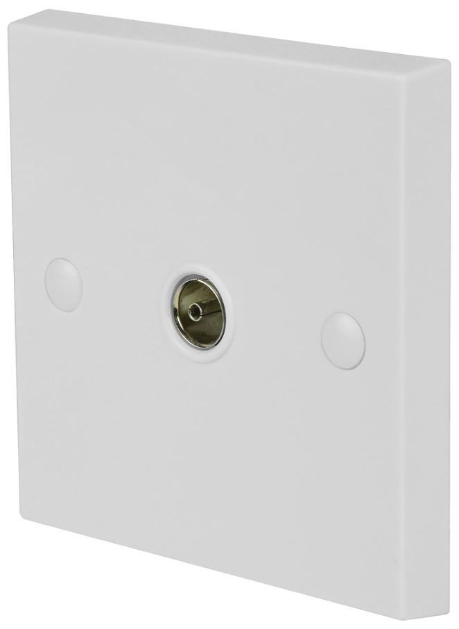 AV:LINK Plaque murale coaxiale pour antenne TV 1 poste, Blanc, 85x85x25mm