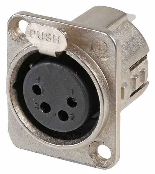 Deltron Enclosures XLR Panel Socket, 4 Pole, Nickel Plated