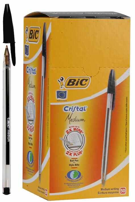 BIC Penne a Sfera Cristal Punto Medio - Nero, Confezione da 50