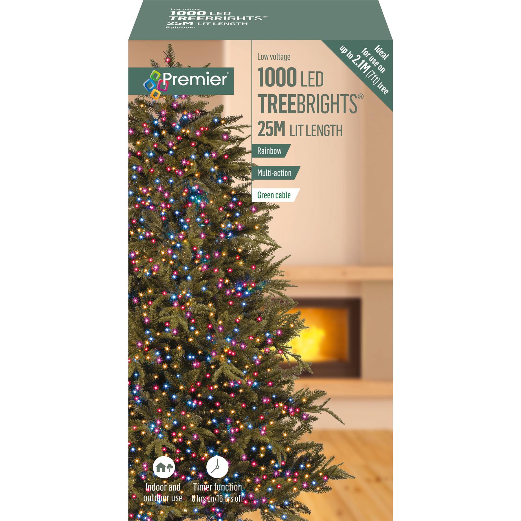 Premier 1000 LED Rainbow TreeBrights, Multi-Functie met Timer, 25m
