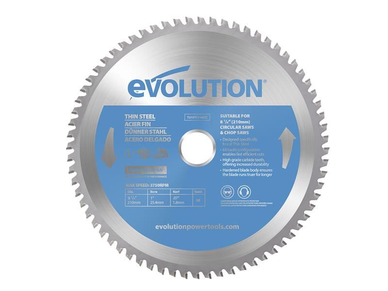 Evolution - Dünnes Stahl-Schneidkreissägeblatt 210 x 25,4 x 68Z