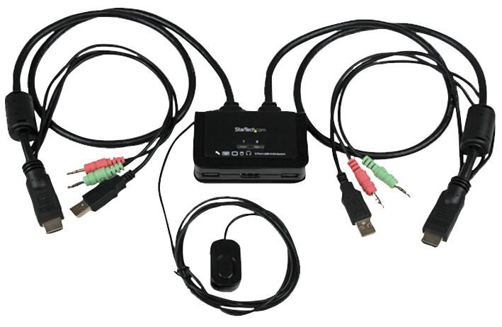 STARTECH מתג KVM דו-ערוצי ל-USB ו-HDMI עם שמע ושלט רחוק