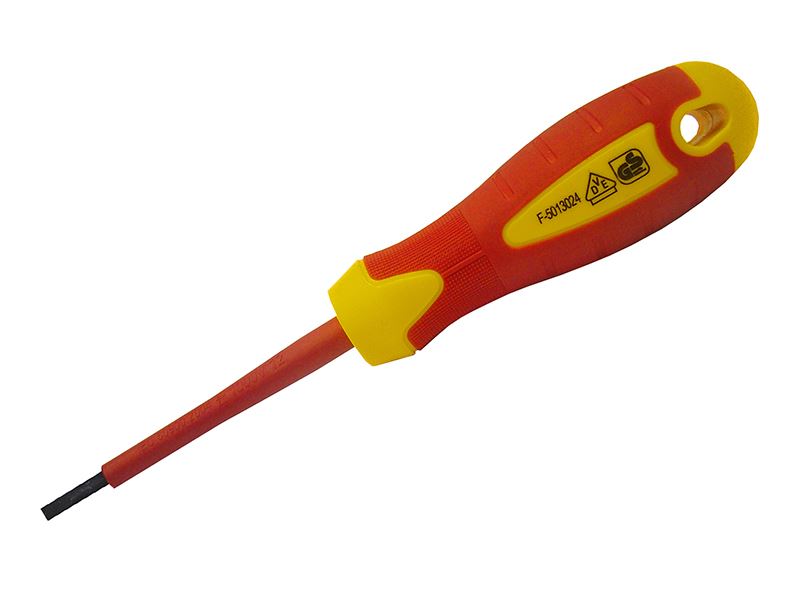 Faithfull VDE-Schraubendreher mit weichem Griff, Schlitz Spitze 3,5 x 100mm