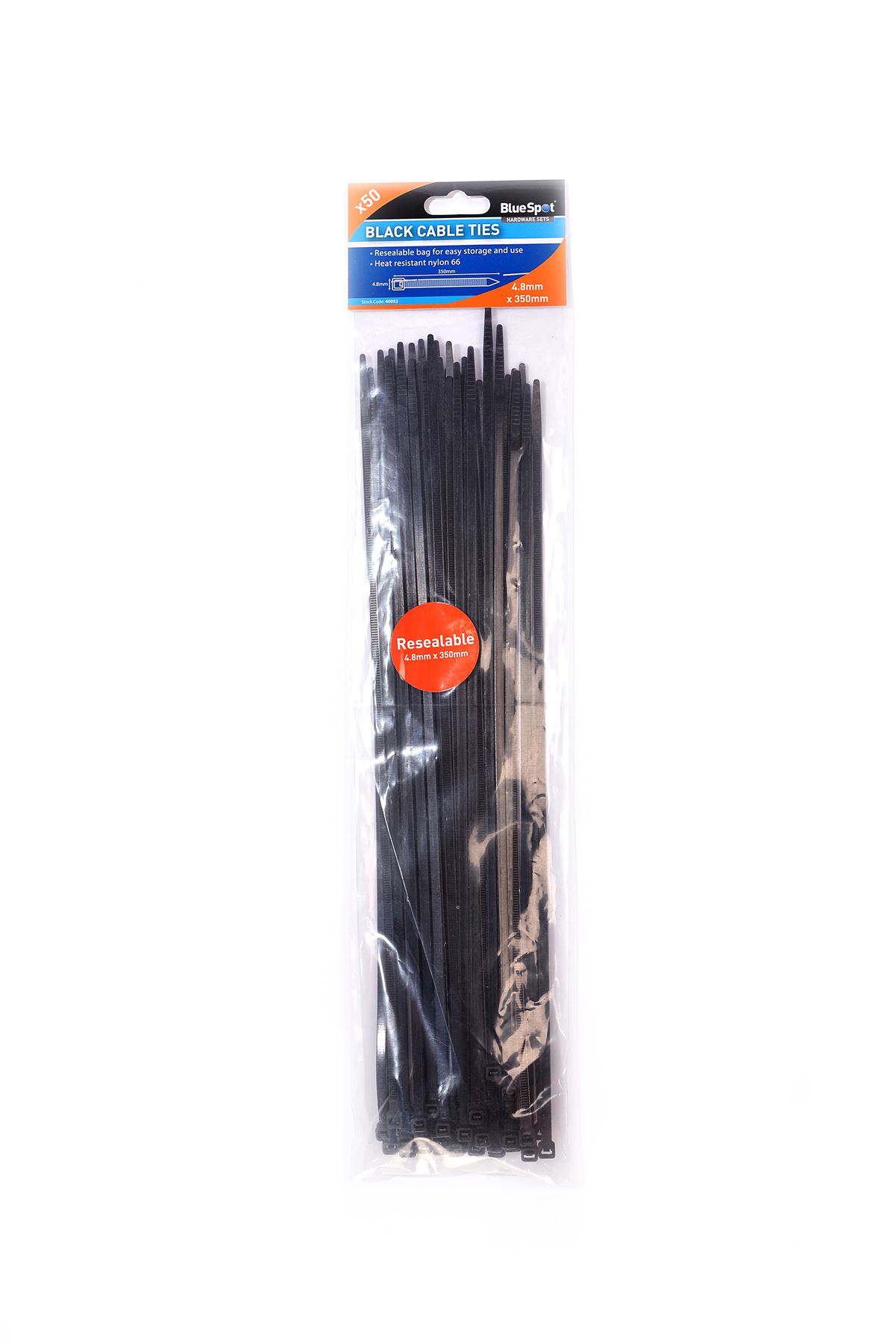 Blue Spot Tools - 50 Stk. 4,8mm x 350mm schwarze Kabelbinder
