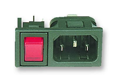 BULGIN POLYSNAP IEC Ingang met Rode Schakelaar, 10A 250VAC