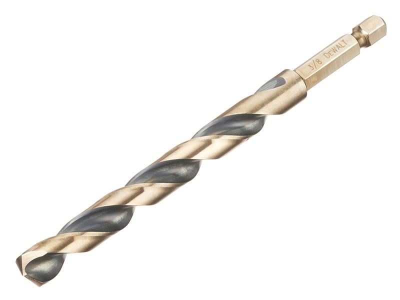 DeWalt 9.5mm Hex HSS-G Drill Bit, Black & Gold