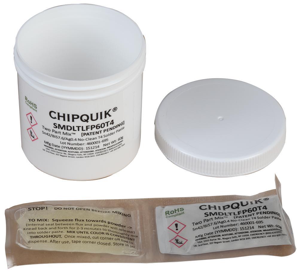 CHIP QUIK Pasta de Soldar Sin Limpieza Sn42/Bi57.6/Ag0.4, T4 60g