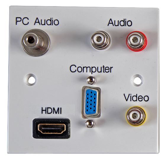 PRO SIGNAL - 1-Gang 多媒體牆壁插座面板 (HDMI, VGA, 3x RCA, 3.5mm音頻接口)